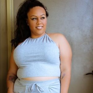 Rebdolls grey halter crop top